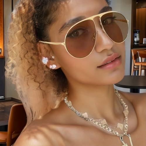 willochra Retro Gold Pilot Sunglasses for Women Men 2025 Metal Unique Oversized 70s Gradient Black Sun Glasses UV4002