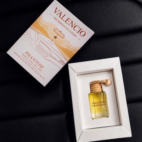 Image of Valencio Luxury Car Perfume Phantom - Lemon & Mint Hanging Diffuser | Fragrance Inspired by Body Perfumes | Natural Essential Oils | Long-Lasting Up to 45 Days | Fresh Citrus Scent