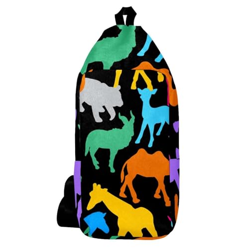 Sac à dos de voyage multicolore avec animaux sauvages, sacoche bandoulière homme femme