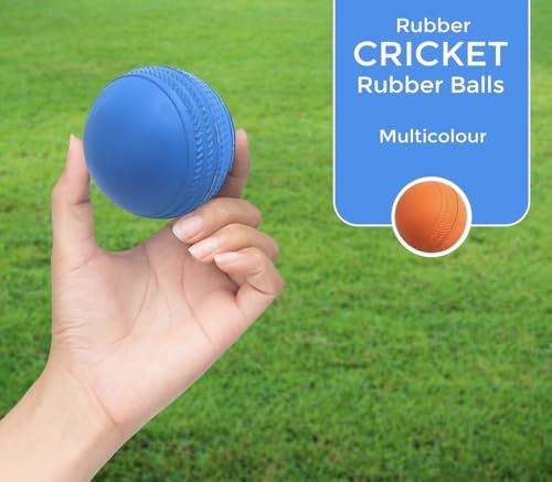 Image of Multi Color Rubber Stumper Cricket Ball Durable Standard Size, Lightweight, Practice & Training, High Grip, Bounce, Outdoor & Indoor Use, for Gully Cricket, Adults & Kids