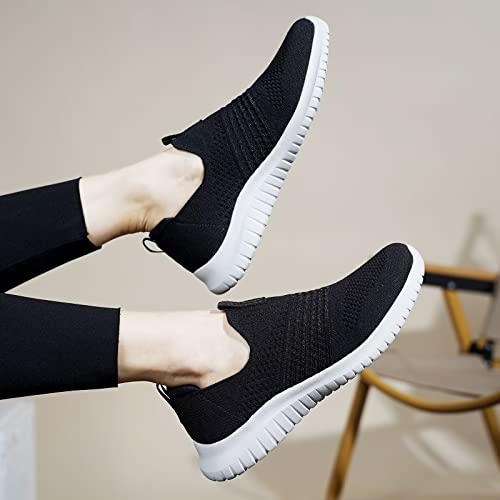Image of TIOSEBON Women's Walking Tennis Shoes Knit Comfortable Slip on Breathable Mesh Lightweight Sneaker