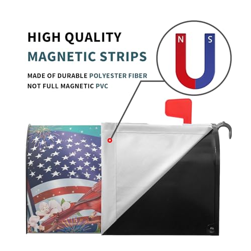 Image of July 4th America Flag Patriotic Mailbox Covers Magnetic Standard Size 21 inchx18 inch Summer Floral Bird Mail Box Wraps USA Memorial Day Post Letter Box Covers Home Garden Yard Decor for Independece Day