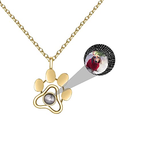 Collier personnalisé avec empreinte de patte de chien Collier en argent sterling 925 avec projection de photo personnalisée Je t'aime Collier 100 langues Pendentif patte de chien Bijoux Cadeaux femme Cover