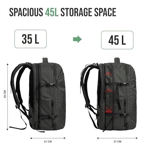 Image of TRAWOC 45L Laptop Backpack TPB01 | Unisex Office & Travel Bag with Anti-Theft Lock, Expandable Storage, USB Charging, Suitcase-Style Opening & 3-Year Warranty