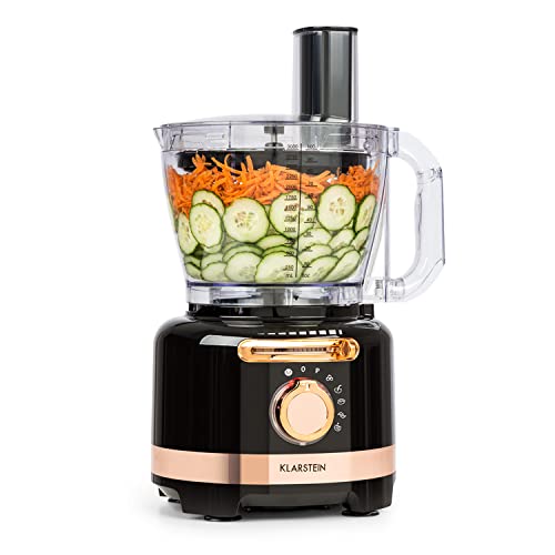 KLARSTEIN Luca - mixeur multifonction, hachoir cuisine râpe presse-agrumes robot culinaire, 1000 W, en continu, 6 modes, sans BPA, 3 litres, tasse à mesurer 3 l, spatule - noir