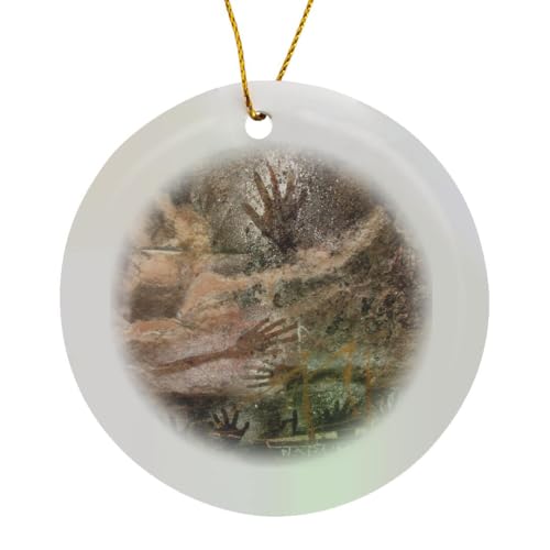 3dRose Australia, Kakadu NP, Aboriginal Rock Art -AU01 BFR0045 - Bernard Friel Circle Porcelain Ornament