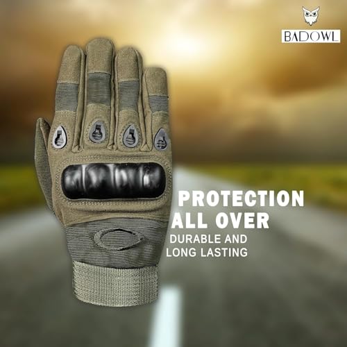 Image of Tactical Riding Gloves for Motorcycle & Bike | Full Finger Protective Sports Gloves for Biking, Shooting, Hiking, Camping & Outdoor Adventure (Green, XL)