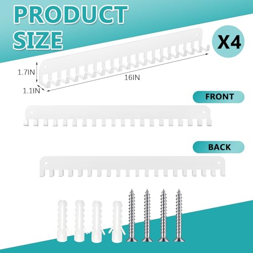 Image of Geetery 4 Pack Medal Hanger Display with 20 Hooks Each, Sturdy Steel Wall Mount Medal Holder Rack Holds 60+ Awards for Gymnastics Marathon Sport Runner Soccer Wrestle Swim, Easy to Install