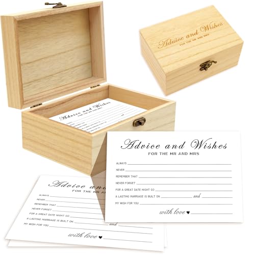 Image of Fibevon Advice and Wishes for the Mr and Mrs - 50 Packs Wedding Advice Cards Bridal Shower Game Cards with Box, Advice Card for Bridal Shower/Wedding Decorations