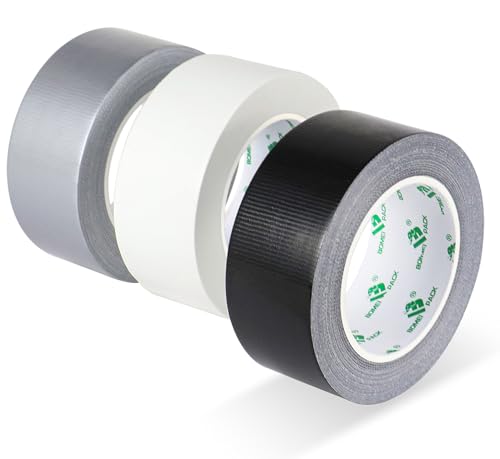 Image of BOMEI PACK Black White Silver Duct Tape 1.88inch x 30yds, 9.0mil Heavy Duty Industrial Strong Duct Tape for Indoor Outdoor Repair Fixation Reinforcement Sealing, Total 3Rolls 90Yds