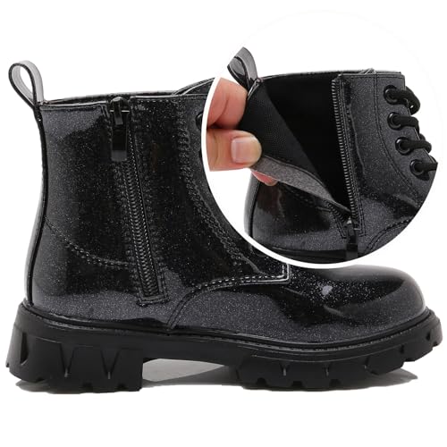 Toddler Little Boys Girls Waterproof Lace-Up Combat Boots Side Zip Ankle Boots Outdoor Hiking Boots3