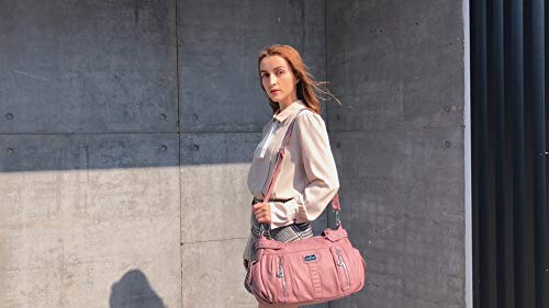 Angelkiss Large Purses and Handbags for Women Washed Faux Leather Crossbody Hobo Satchel Shoulder Handbag Tote Purse, 1 x pink., XL by Angel Kiss - Used condition - Image 8
