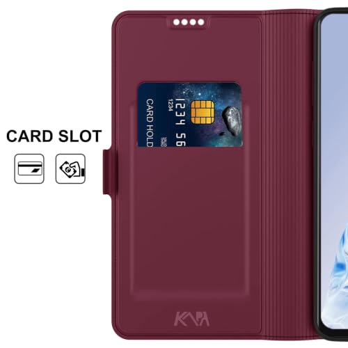 Image of Kapa Noble Slim Magnetic Leather Flip Case Cover for Apple iPhone 15 | Card Holder Stand Flip Wallet Case (Wine Red)