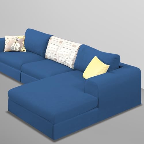 Image of Koza RHS 4 Seater L Shape Sofa Set for Living Room (Blue Fabric) Premium Fabric Sofa