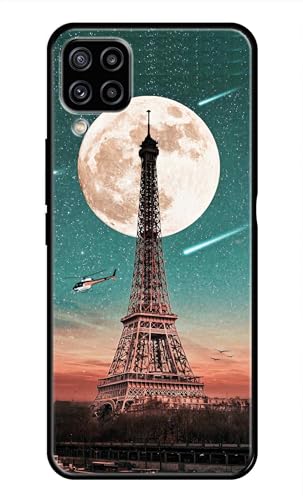 Image of Metal TPU Printed Back Cover for Samsung Galaxy M22 4G (Lovers Eiffel Tower) 360 Degree Protection | Camera Protection -25092024(AR)