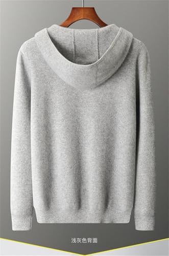 Hamthuit Men Wool Cardigan Sweater Solid Color Knitted Sweater Casual Long Sleeved Sweater Men's Hooded Sweater3