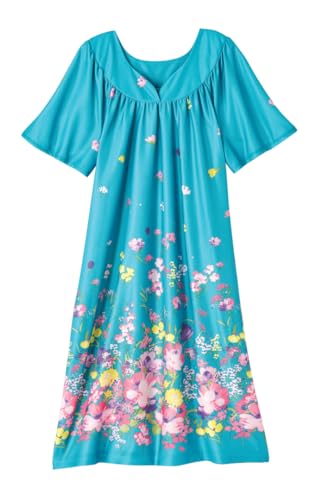 Image of AmeriMark Casual Women's Patio Muumuu House Dress Loose Comfortable Short Sleeve Sun Dress Lounger Gown Sleepwear for Ladies