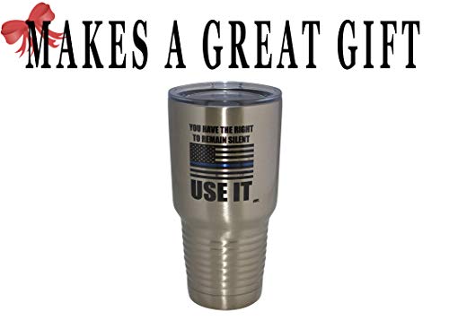 Rogue River Tactical Funny Police Officer Large 30Oz Travel Tumbler Mug Cup W/Lid Vacuum Insulated Remain Silent Thin Blue Line Pd Gift #TOP3