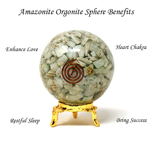 Boule Amazonite Orgonite pour harmoniser votre bureau et purifier les énergies de maison