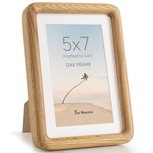 5x7 Picture Frame, Solid OAK Wood Frame with Real Glass,