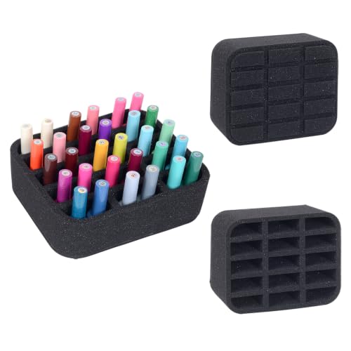 Image of Nail Polish Organizer Holder Foam Pad DIY with 15 Slots for Storage Nail Polish or Essential Oil Tray for Drawers Black