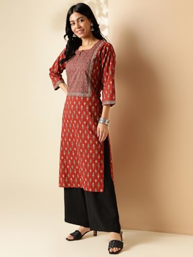 Image of Vbuyz Women's Floral Printed Straight Cotton Special wear Kurtas for Women | Cotton Kurtas for Women | A-Line Kurtas Kurtis | Designer Kurta | Kurtas for Women | Printed Kurtas