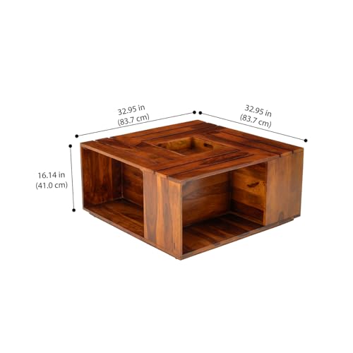 Image of Wakefit Laurina Sheesham Wood Coffee Table - Natural Finish