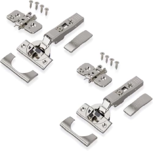 BLUM 2x CLIP top BLUMOTION Möbel Scharnier 110°, gerade mit Feder, Eckanschlag + BLUM CLIP Exzenter Kreuzmontageplatte, Stahl, Schraubvariante, Distanz 0 mm, Topfband ø=35mm