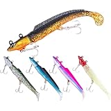 Goture(ゴチュール) ヒラメセット バイブレーションジグヘッド ワーム ソフトルアー シーバス ヒラメ タチウオ カサゴ 青物 淡水・海釣り両用 28g 5本セット