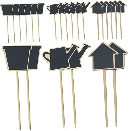 RORPOIR 30Pcs Chalkboard Signs Message Board Toppers for Garden Markers for Parties Events and Home Decor Kettle Flower Jar House