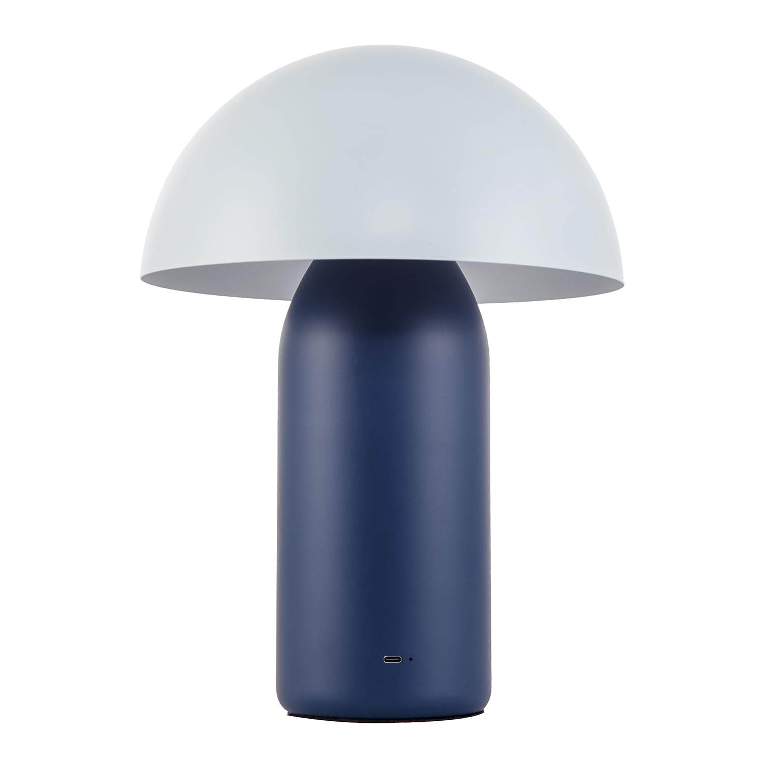 Happy Homewares Modern Rechargeable 35cm Mushroom Table Lamp in Two Tone Blue - USB-C Cable Included | 3-Step Touch Dimmer | 5200mAh Power | 5w 3000k LED