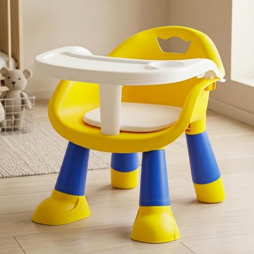 Image of Baybee Booster Seat for Baby | Feeding Chair with Tray | Portable Dining Seat for Toddlers | Baby Feeding Solution for Home & Travel (0-6 Years, Yellow)