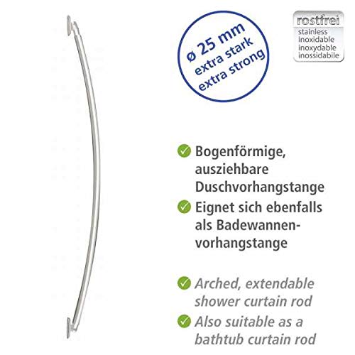 WENKO Telescopische douchestang Luz 110-185 cm, wit, klemstang 28 mm, aluminium, 2,8 x 0 x 2,8 cm