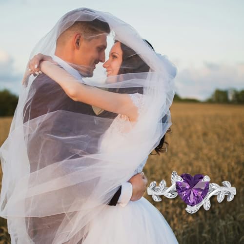 1 Carat Heart Cut Gemstone Engagement Ring for Women, 10K 14K 18K Solid Gold Bridal Birthstone Ring Leaf Vine Art Deco Wedding Promise Rings Gifts for Her Bride Wife Mom Nana Mothers Day3