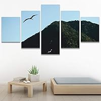 SIGNWIN 5 Panel Canvas Wall Art Birds Closeup Multicolor Photography Realism Relax/Calm Romantics for Home Decorations Ready to Hang - 60