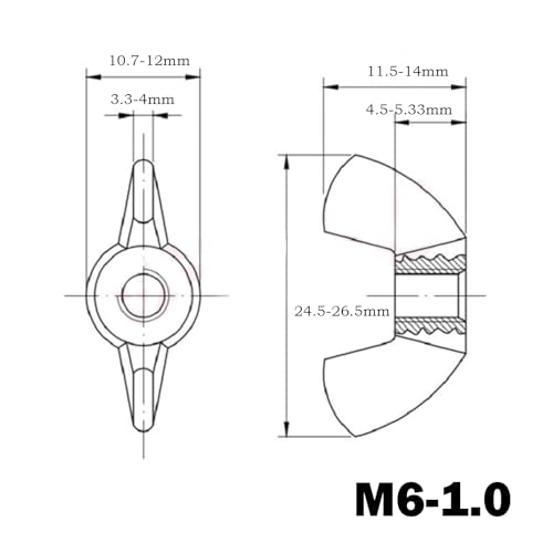 Image of M6 Wing Nuts,Stainless Steel 18-8(304) Wing Nuts, 20Pcs-Pack