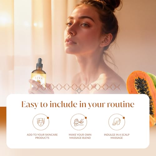 Image of SIVA Papaya Seed Oil 4oz (118ml) Premium Cold-Pressed 100% Natural Carrier Oil With Dropper For Face, Skin Care, Body Massage, Hair Care, Hair Oiling & Scalp Massage