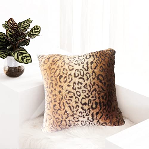 Entua Soft Plush Faux Fur Leopard Cheetah Skin Fur Throw Pillow Covers Luxury Style African Jungle Wildlife Nature Animal Print Cushion Cover Brown Gold Decor Pillow Cover For Home Couch thumb #2