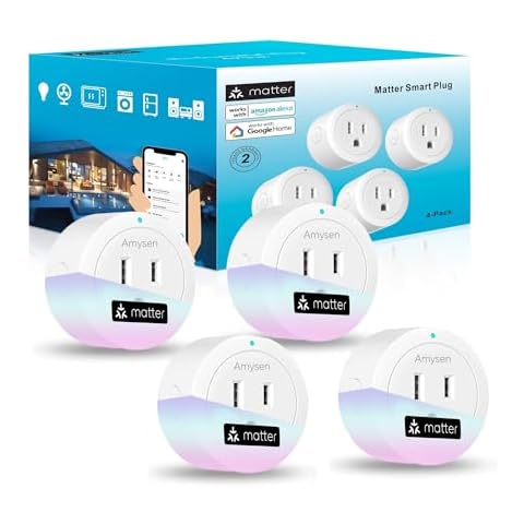Amysen Matter Smart Plug,Smart Plugs Work with Alexa, Apple Home, Siri, Google Home, SmartThings, Smart Outlet 10A/1250W Max, Matter Smart Home , APP Remote Control, 2.4G Wi-Fi Only Cover