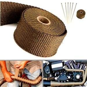 GlobalNiche Titanium Exhaust Header 2''x16.4ft Roll Heat Wrap With Stainless Ties Kit New