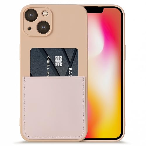 Coque rose iPhone 14 portefeuille ultra fine en silicone liquide souple