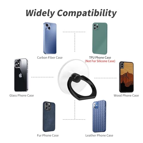 Image of 4 Pack Jsoerpay Cell Phone Ring Holder, Transparent Phone Ring 360Rotation Finger Ring for Phone, Clear Phone Ring Finger Kickstand Compatible with Most of Phones, Tablet and Case, (2 Silver+2 Black)