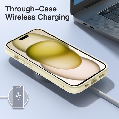 Image of JETech Matte Cover Case for iPhone 15 6.1-Inch, Shockproof Military Grade Drop Protection, Frosted Translucent Back Phone Cover, Anti-Fingerprint (Yellow)
