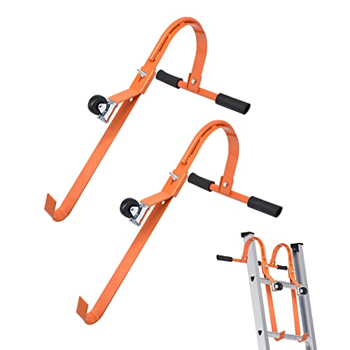 Stabilisateur d échelle de toit avec roue en acier pour mur avec une capacité de charge de 226,8 kg, kit de crochet de toit antidérapant pour adapter les échelles d extension rondes et échelons en D