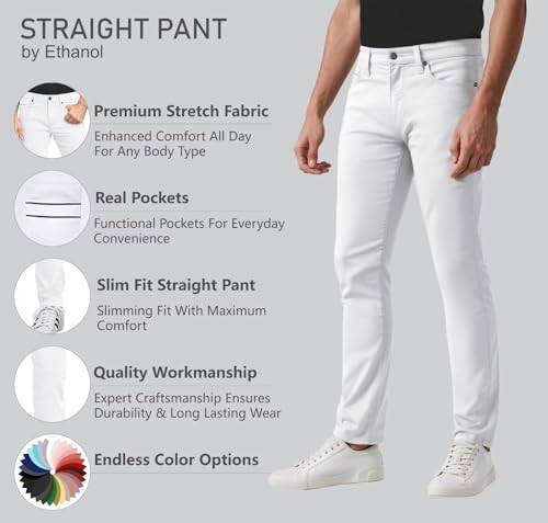 ETHANOL Men's Stretch Slim Straight Pants APL26136SK PK65ELP White 38 by ETHANOL - Used condition - US$11.47