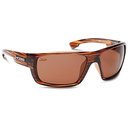 Hobie Mojo Float Polarized Sunglasses for Men and Women - UV Protection, Fashion for Womens and Mens, Rx Ready, Floatable, Lightweight & Durable - Shiny Brown Wood Grain Frame, Copper Lens