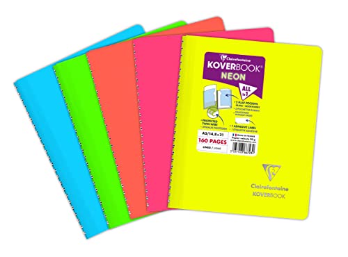 Carnet Vocabulaire Clairefontaine Koverbook - 11x17cm, 100 Pages - Couverture Polypro - 2 Rabats, 4 Languettes