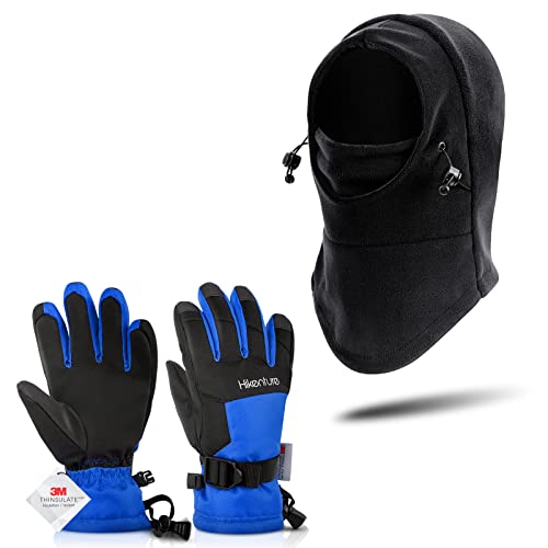 Hikenture Kids Snow Gloves Blue L And Balaclava Ski Mask B1 Black #TOP13