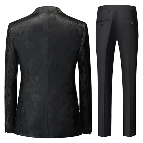 Tuxedo for Men Slim Fit 3 Pieces Peaked Lapel Printed Suits Blazer Vest Pants Prom Party Banquet Business2