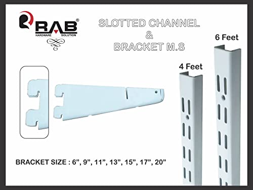 Image of RAB Slotted Channel Adjustable Double, Heavy Duty, Home Kitchen Shop (Code:- Sky CHNL Ivory, Size- 4FT, Pack of 4 PCS)